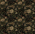 Dimoon 17.3"x393" Dark Wallpaper Peel and Stick Moody Vintage Victorian Floral Contact Paper Green Gothic Wallpaper for Bedroom Flower Leaf Yellow Renter Friendly Wall Paper Removable Vinyl Roll