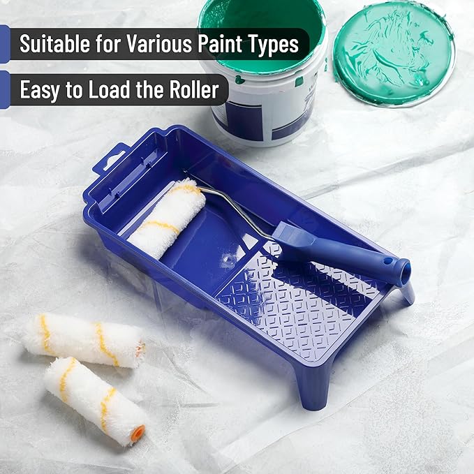 Bates- 4 Inch Paint Roller Kit, 5 pcs, 4 Inch Blue Tray & Frame, Small Paint Roller Set