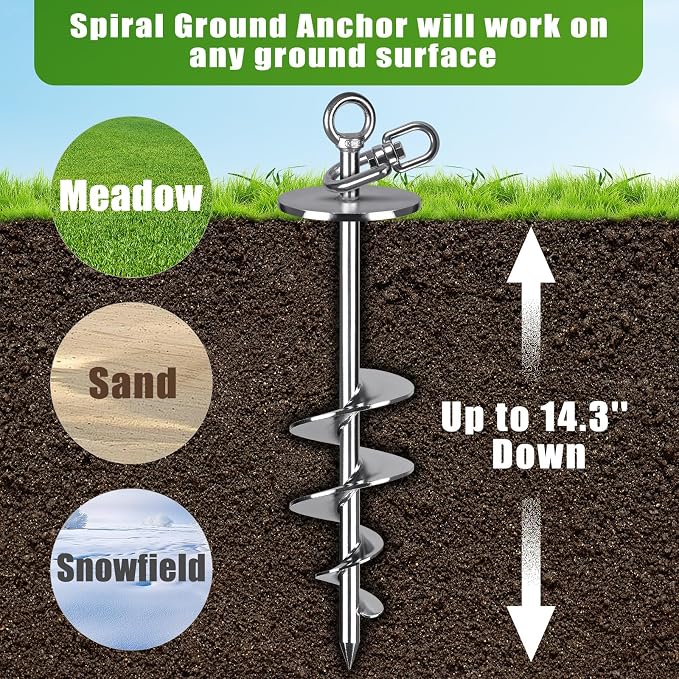 SELEWARE Dog Tie Out Cable and Stake, Dog Anchor with 30FT Heavy Duty Cable | 17" Long Anti-Rust Heavy Duty Dog Stake for Large Dogs up to 220 lbs, Easy Install with Twist Rod for Yard, Camping Outside