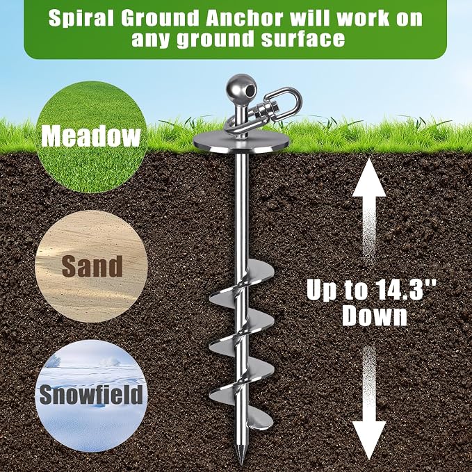 Dog Tie-Out Cable and Stake – 50ft Chew-Proof Stainless Steel Cable, 16-Inch Heavy-Duty Dog Anchor for Dogs Up to 200lbs, No Tangle, Dog Runner for Yard and Camping