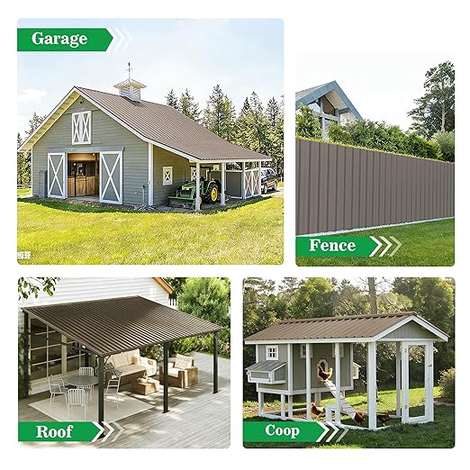 25pcs Metal Roofing Panels, 42.52'' L ×17.72'' W 182.34 ft² Corrugated Metal Sheets, Galvanized Steel Roof Fence Panels for Mobile Homes, Garages, Chicken Coop, Sheds, Stables, Patio, Warm Gray