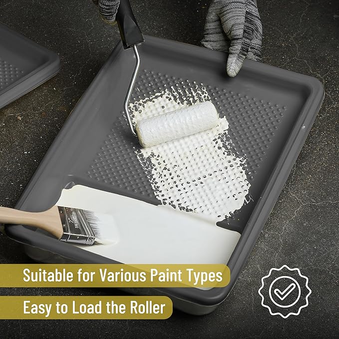 Bates- Paint Tray Liner, 9 Inch, 10 pcs, Grey Paint Pans Trays, Plastic Paint Tray, Roller Tray Liners