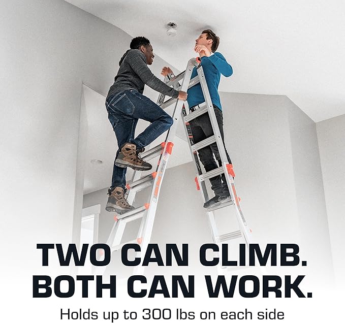 Little Giant Ladder Systems Velocity with Wheels, M17, 17 Ft, Multi-Position Ladder, Aluminum, Type 1A, 300 lbs Weight Rating, (15417-001)