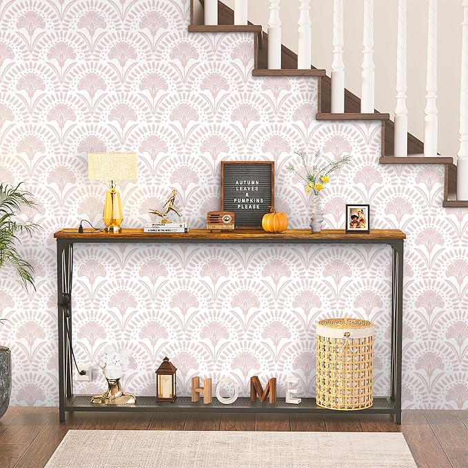Timeet 17.7 in × 78.7 in Boho Peel and Stick Wallpaper Pink Floral Contact Paper White Pink Flower Wallpaper Removable Self Adhesive for Cabinet Bathroom Waterproof