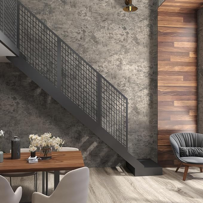JSEVEM 24"×591" Light Brown Concrete Wallpaper Peel and Stick Industrial Beige Gray Cement Contact Paper Vinyl Warp Matte Textured Self Adhesive Wall Paper for Bedroom Bathroom Office Walls