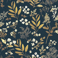 Dark Blue Leaf Wallpaper Peel and Stick Dark Blue Floral Wallpaper for Bedroom Vintage Leaf Contact Paper Waterproof Self Adhesive Boho Floral Wall Paper for Bedroom Walls Countertop 17.5in x 197in