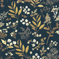 Laatse Dark Blue Leaf Wallpaper Peel and Stick Dark Floral Wallpaper for Bedroom Vintage Leaf Contact Paper Waterproof Self Adhesive Boho Floral Wall Paper for Bedroom Walls Countertop 17.5in x 118in