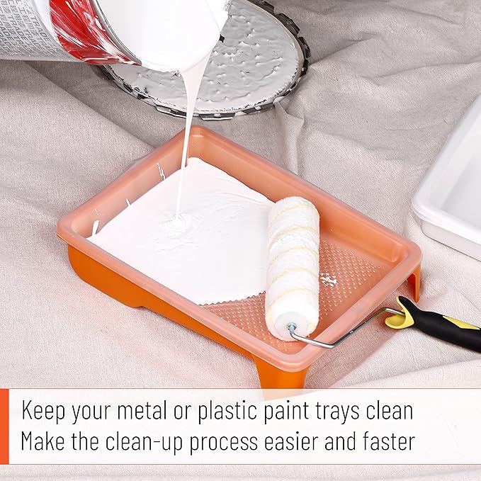 Bates- Paint Tray Liner, 9 Inch, 20 Pack, Paint Pans Trays, Plastic Paint Tray, Disposable Paint Tray, Paint Roller Tray, Paint Trays for Painting Walls, Roller Tray Liners, Paint Pan Liners