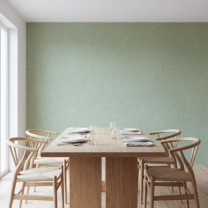 WADILE Grasscloth Peel and Stick Wallpaper 15.7in x 78.7in Light Green | Textured contact paper, Faux linen, Vinyl material, Cabinets, Self adhesive