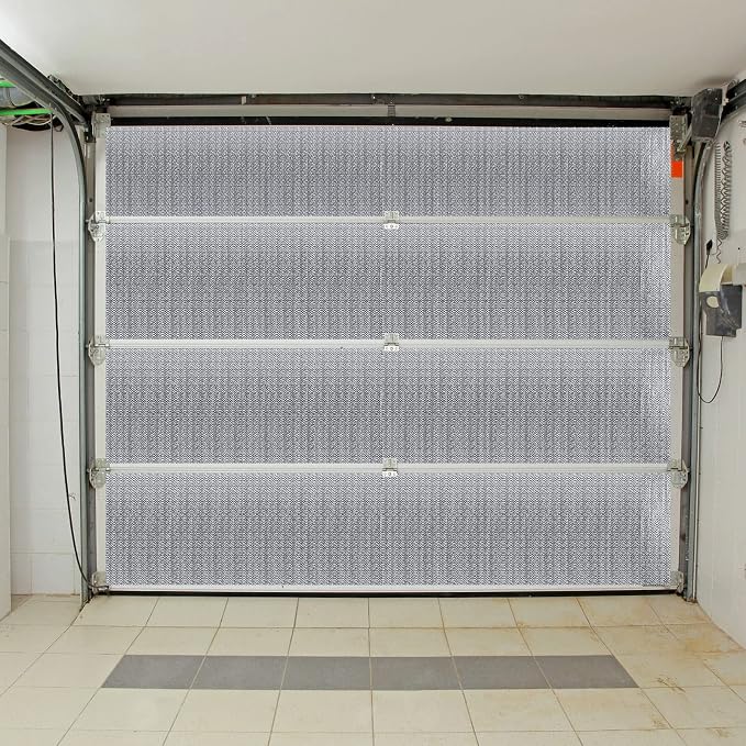 Gerrii 8 Pcs Garage Door Insulation Kit Double Bubble Insulation Panels Reflective Film Aluminum Radiant Barrier Thermal Shield with Adhesive Tape for Garage Greenhouse Attics Walls (24 x 48 Inch)