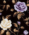 Dark Purple Gold Rose Floral Wallpaper Peel and Stick 17.5''x393'' | Self Adhesive/Removable/Waterproof/Thick Vinyl Contact Paper for Bathroom Bedroom Shelf Cabinet Drawer,Prepasted,Easy Peel