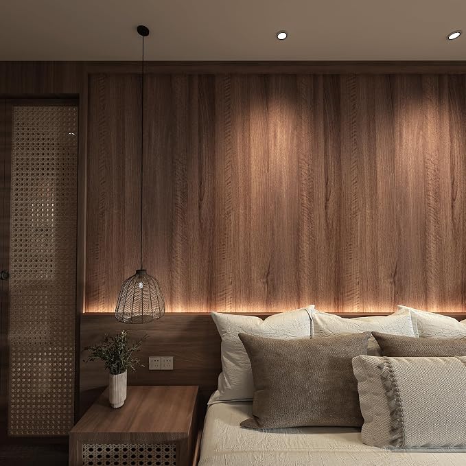 Walnut Wood Contact Papaer for Countertops Waterproof 24x197 inch Wood Peel and Stick Wallpaper Self-Adhesive Removable Wooden Grain Vinyl Wrap Thicken No Bubbles Design for Kitchen Cabinet