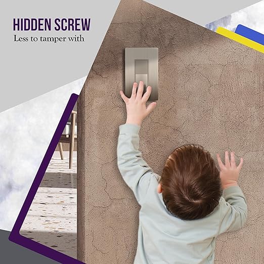 ENERLITES Elite Series Decorator Light Switch with Brushed Screwless Wall Plate, Single Pole, 3 Wire, Grounding Screw, Residential Grade, 15A 120V, UL Listed, 91150-NKWBP, Brushed Nickel