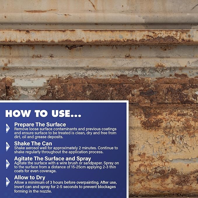 Bartoline Rust Converter Spray, 13.5 oz [3 Pack] - Rapid Rust Neutralizer for Ferrous Metals Self-Priming Spray for Cars, Tools, Fences & More - 400 ml