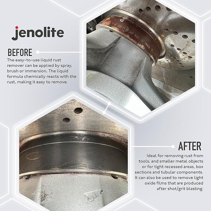 JENOLITE Original Rust Remover for Metal - Fast Acting Liquid with Trigger Spray - Industrial Strength, Removes Rust Back to Bare Metal - 500ml (16.9 fl oz)
