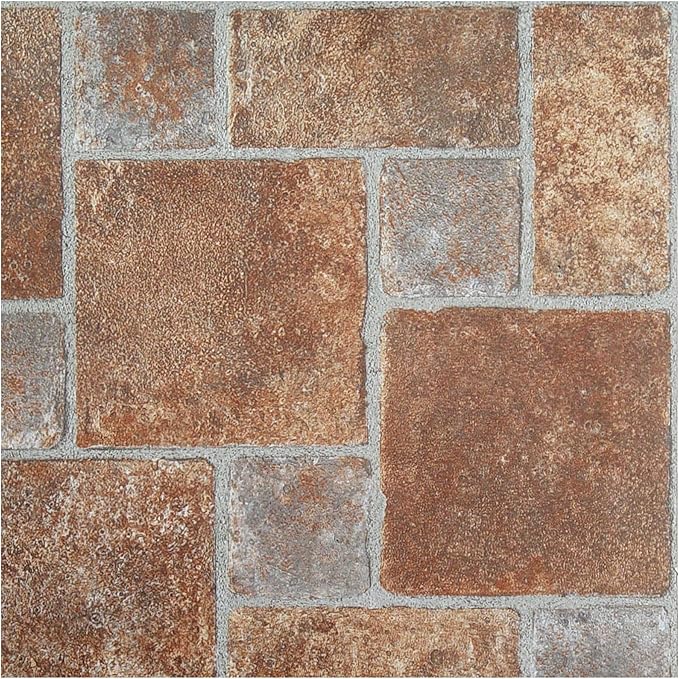 Tivoli Self Adhesive Vinyl Floor Tiles, 45 Tiles - 12" x 12", Brick Pavers Peel & Stick, DIY Flooring for Kitchen, Dining Room, Bedrooms, Basements & Bathrooms by Achim Home Decor