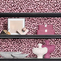 Leopard Print Peel and Stick Wallpaper, Waterproof Removable Self Adhesive Textured Wall Paper, Black and Pink Unique Funky Cheetah Contact Paper for Bedroom and Bathroom 480"X17.3"(57.6 sq. ft)