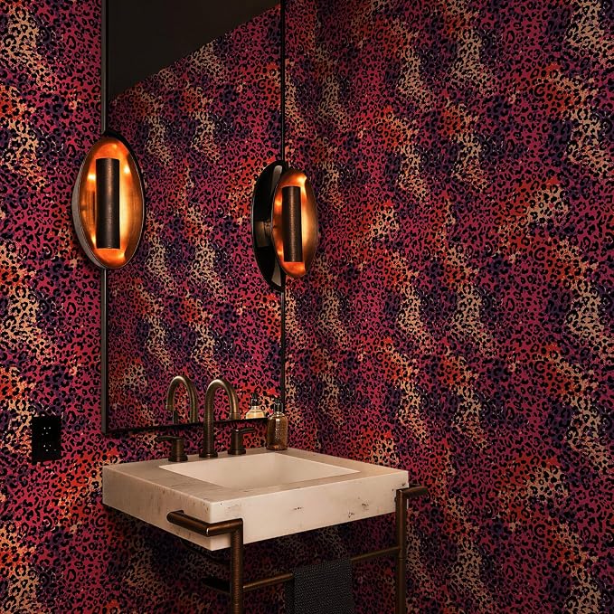Hot Pink Leopard Print Peel and Stick Wallpaper, 17.3" x 120" | Waterproof Removable Self Adhesive Wallpaper, Unique Funky Cheetah Contact Paper for Bedroom, Bathroom, Decor