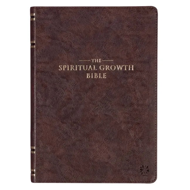 The Spiritual Growth Bible, Study Bible, NLT - New Living Translation Holy Bible, Faux Leather, Walnut Brown - Leather