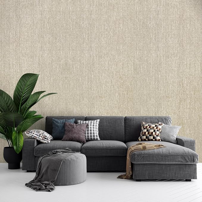 Ansehan Wallcovering W707 Terraces Collection 36" W x 8 Yard L, Natural Paper Weave Grasscloth Modern Texture Wallcovering for Living Room Bedroom Feature Wall, Biscotti
