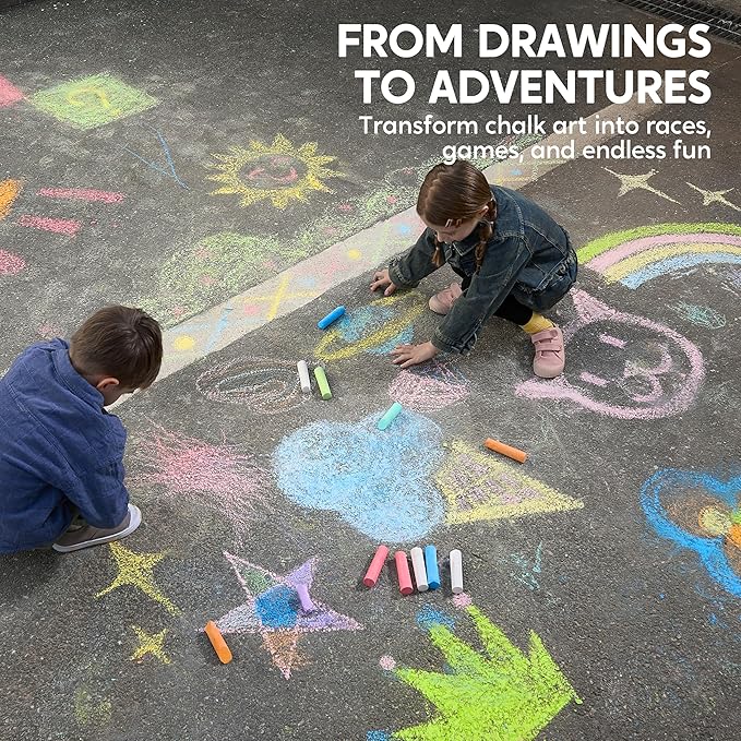 JOYIN 16 PCS Sidewalk Chalks Set Non-Toxic Washable Jumbo Chalk Bulk for Toddlers 1-3, Painting on Chalkboard, Driveway and Playground, Outdoor Activities, Gift for Kids, School Supplies