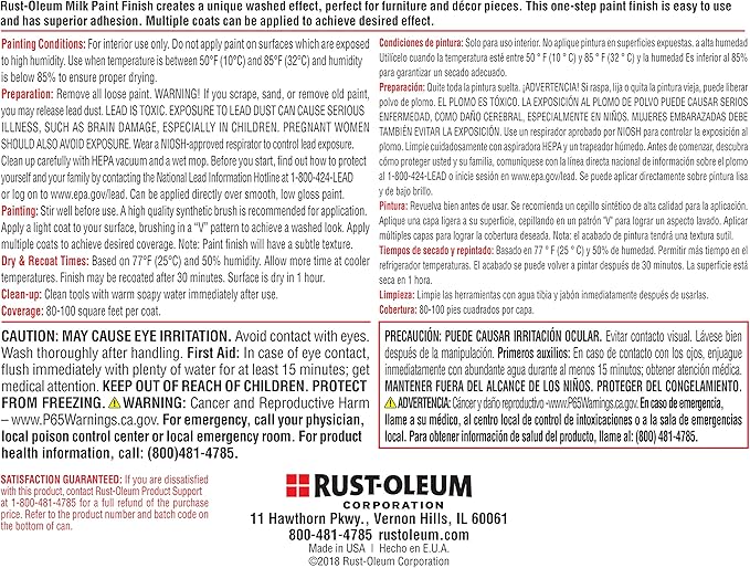 Rust-Oleum Highland Blue Milk Paint Finish | Decor and Furniture Applications | Matte Finish Brushed Effect | Minimal Prep Needed | No Primers Required | Easy Clean Up | Quart