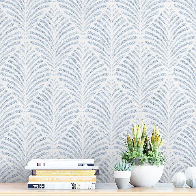 Safiyya Peel and Stick Wallpaper Boho Contact Paper 17.3"x196" Blue Geometric Modern Wall Paper Self Adhesive Removable Wallpaper for Bedroom Vinyl Rolls