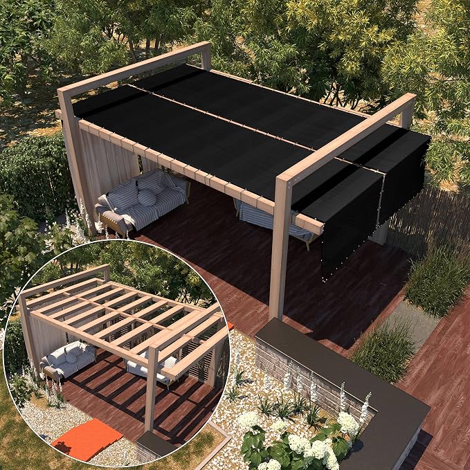 Amgo Custom Made 8' x 35' Black Fence Privacy Screen Windscreen with Bindings & Grommets, Heavy Duty for Commercial and Residential, 90% Blockage, Cable Zip Ties Included (We Customize)