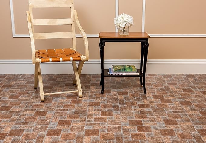 Nexus Self Adhesive 12-Inch Vinyl Floor Tiles, 20 Tiles - 12" x 12", Brick Pavers Pattern - Peel & Stick, DIY Flooring for Kitchen, Dining Room, Bedrooms & Bathrooms by Achim Home Decor