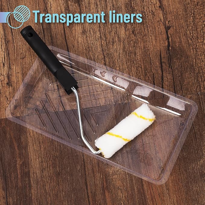 Bates- Paint Tray Liner, 4 Inch, 30 Pack, Clear, Plastic Disposable Paint Tray for Painting Walls