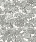 Chesapeake Black Spinney Toile Wallpaper, Prepasted, Washable, Strippable, 20.5 in x 33 ft