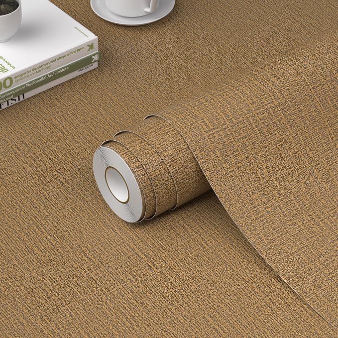 WADILE Grasscloth Peel and Stick Wallpaper 15.7in x 393.7in, Textured Contact Paper for Cabinets, Faux Linen Wall Paper Pull and Stick, Fabric Vinyl Wallpaper Self Adhesive Coffee | Textured contact paper, Faux linen, Vinyl material, Cabinets, Self adh...