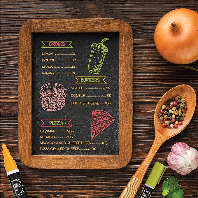 LANA & LUCA Liquid Chalk Markers for Blackboards - Wet Erase Marker Pens - Chalk Markers for Chalkboards Signs, Windows, Blackboard, Glass - 6mm Reversible Tip (8 Pack) - Vintage Colors Multicolor