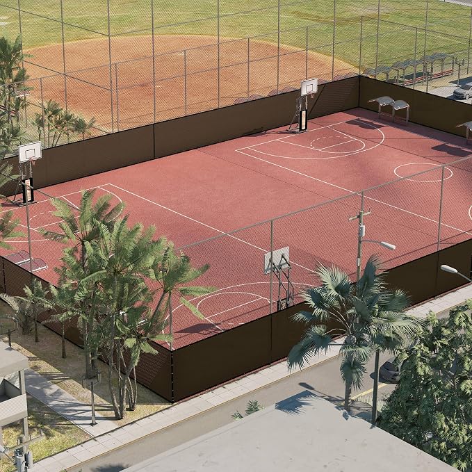 Amgo Custom Made 8' x 74' Brown Fence Privacy Screen Windscreen with Bindings & Grommets, Heavy Duty for Commercial and Residential, 90% Blockage, Cable Zip Ties Included (We Customize)