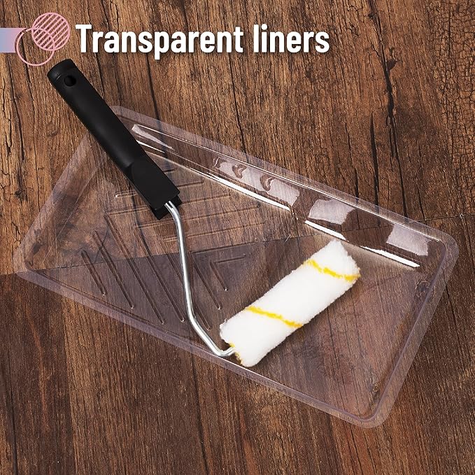 Bates- Paint Tray Liner, 4 Inch, 80 Pack, Clear, Plastic Disposable Paint Tray for Painting Walls