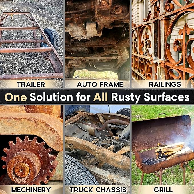 Ultra 2-in-1 Rust Converter Paint & Metal Primer, 35 oz Heat-Stable Rust Reformer & Encapsulator for Frame, Chassis, Trailer, Truck, Paint Directly Over Rust, No-Topcoat Needed, Matte Black
