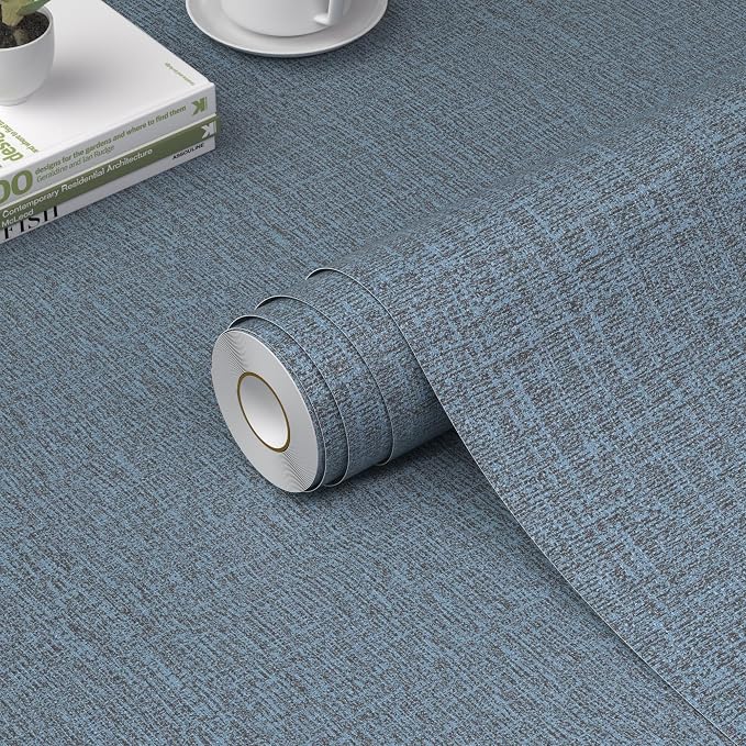 WADILE Grasscloth Peel and Stick Wallpaper 15.7in x 787.4in, Textured Contact Paper for Cabinets, Faux Linen Wall Paper Pull and Stick, Fabric Vinyl Wallpaper Self Adhesive Navy Blue | Textured contact paper, Faux linen, Vinyl material, Cabinets, Self ...