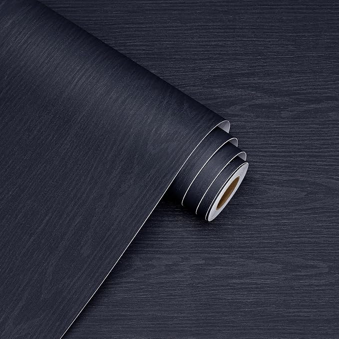 WESTICK Wood Contact Paper for Countertops Desk Navy Peel and Stick Wood Wallpaper Self Adhesive Contact Paper Wooden Vinyl Wrap for Table Cabinets Walls Camper Dark Wooden Wallpaper 15.8" x 78"