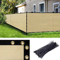 Amgo Custom Made 8' x 134' Beige Fence Privacy Screen Windscreen with Bindings & Grommets, Heavy Duty for Commercial and Residential, 90% Blockage, Cable Zip Ties Included (We Customize)