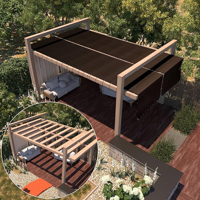 Amgo Custom Made 8' x 173' Brown Fence Privacy Screen Windscreen with Bindings & Grommets, Heavy Duty for Commercial and Residential, 90% Blockage, Cable Zip Ties Included (We Customize)