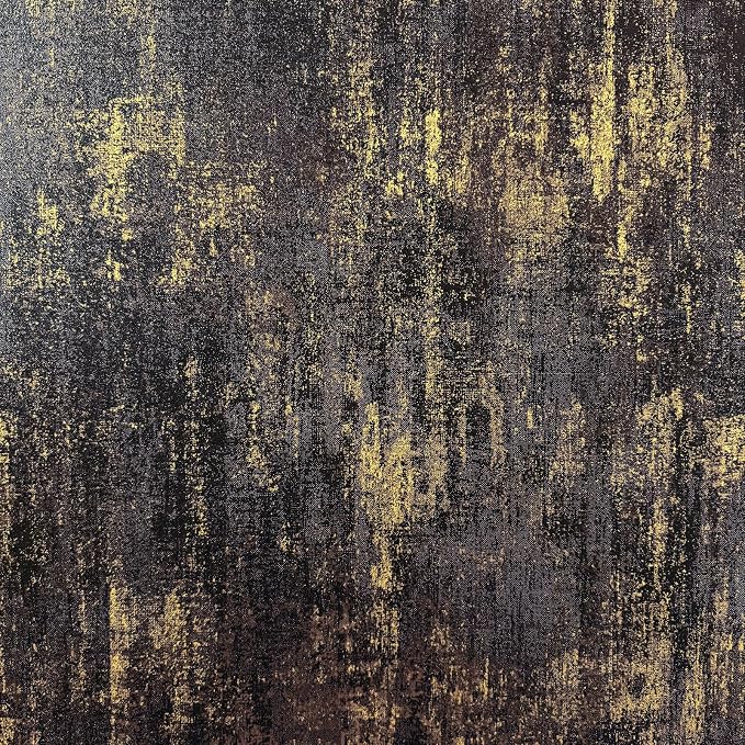 JiffDiff Vintage Metallic Peel and Stick Wallpaper Self Adhesive Industrial Metallic Concrete Wall Paper Modern Stick on Wallpaper Contact Paper(17.3" x 120" Black Gold)