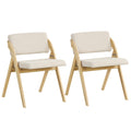 Set of 2 Folding Kitchen Dining Chairs with Rubber Wood Legs-Natural