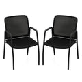 Waiting Room Chair Set of 2 Office Guest Chairs with Ergonomic Mesh Backrest-Black