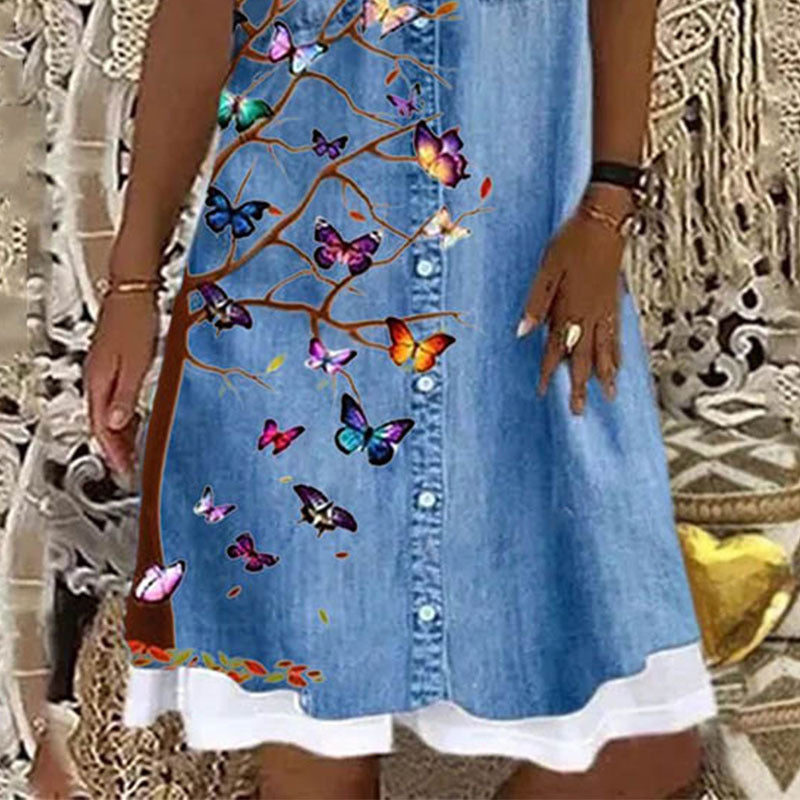 Plus Size Women's Skirt Summer Blue Dress