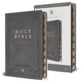 KJV Holy Bible, Giant Print Thinline Large Format, Gray Premium Imitation Leather with Ribbon Marker, Red Letter, and Thumb Index - Bonded Leather