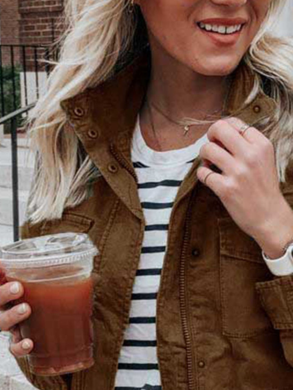 Pocketed Long Sleeve Zip Up Jacket
