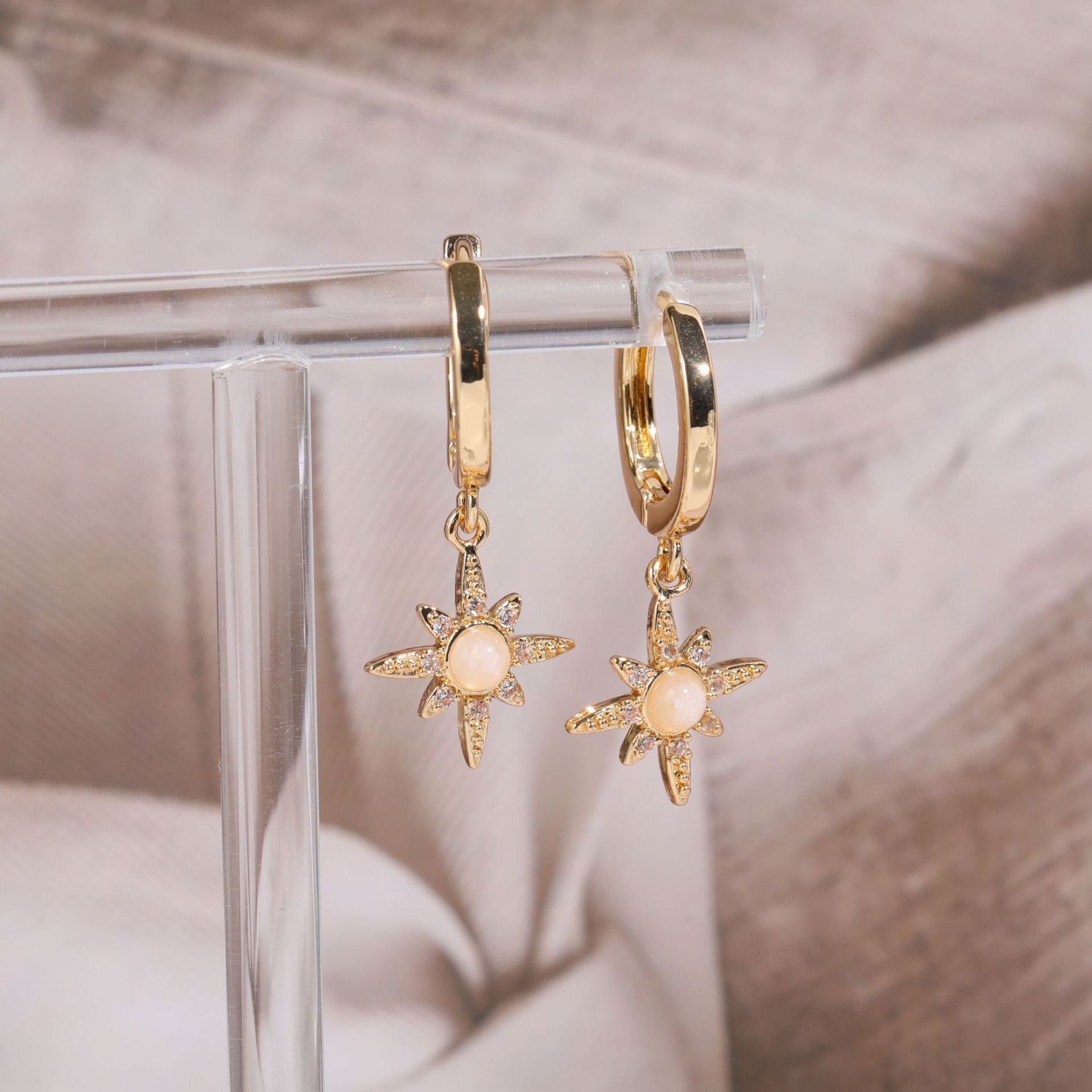 Octopus Earrings Opal Zircon Stars
