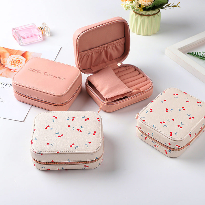 Portable Earring Ring Leather Jewelry Box Fashion Makeup Small Gift Box
