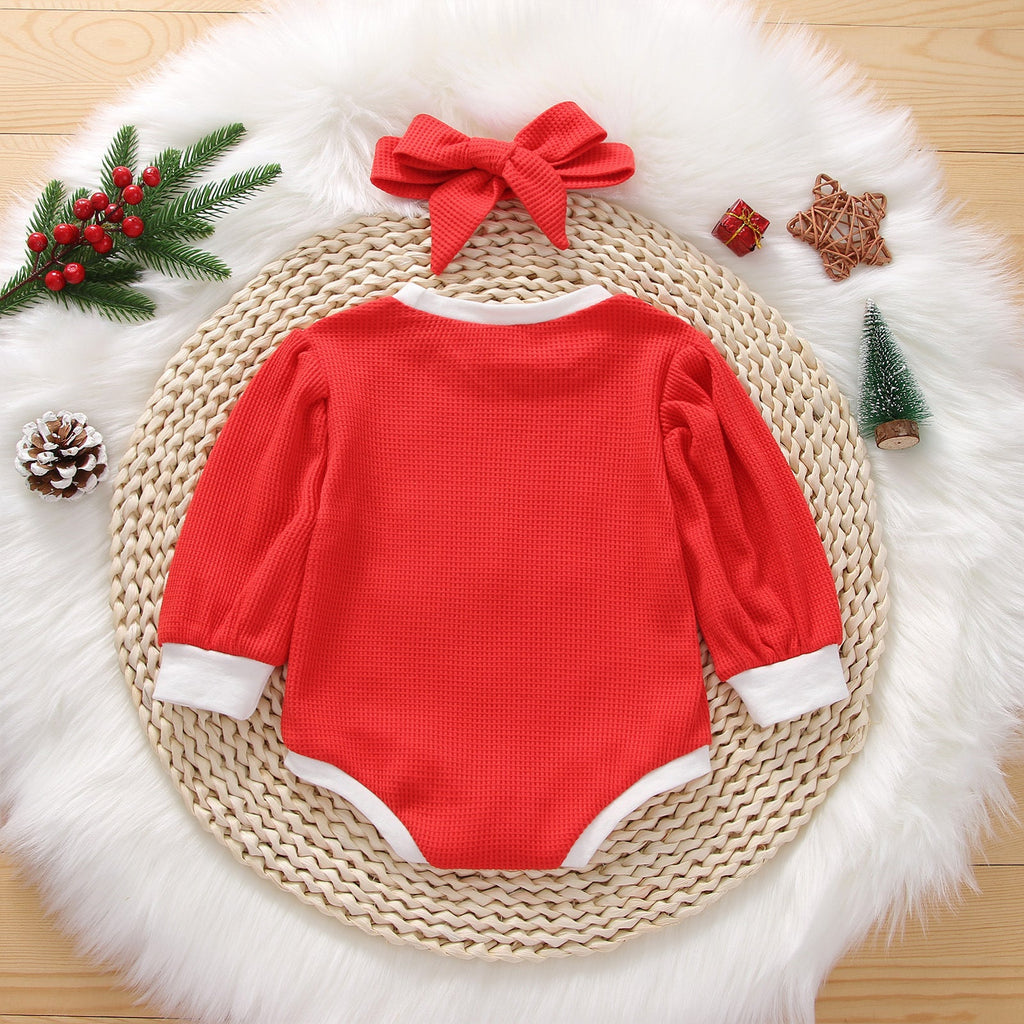 Letter Print Contrast Color Long Sleeve Headwear Jumpsuit Available In Two Colors