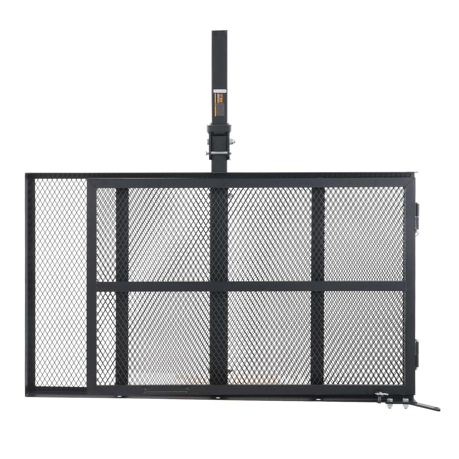 Hitch Mount Cargo Carrier, 45.3" x 25.6" Iron Hitch Cargo Rack with Folding Ramp, Hitch Rack Basket with Stabilizer and Straps, 500LBS Mobility Scooter Carrier Fit 2" Hitch Receiver